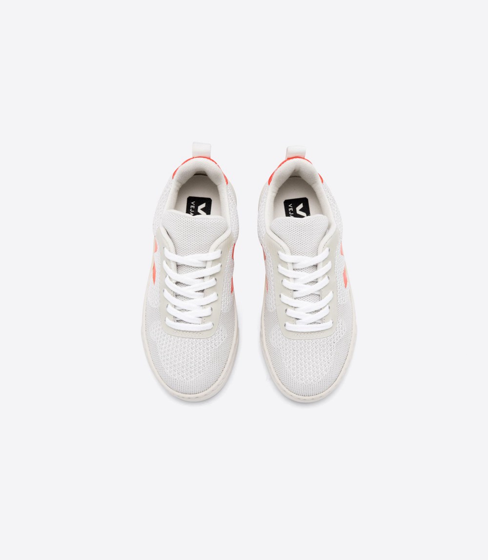 Veja Trainers Kids White/Orange - V-10 Malha - QCMS-54078